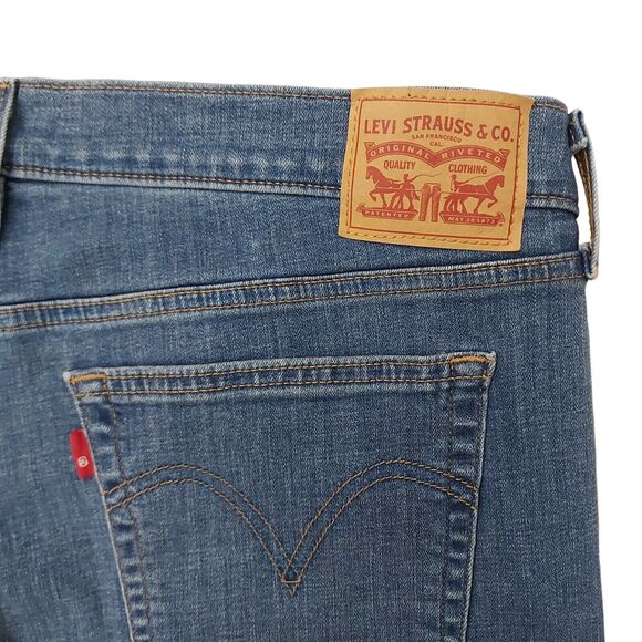 Levi's Boyfriend Jeans Womens 32x27 Blue Tapered Mid Rise Distressed Stretch - Picture 7 of 9